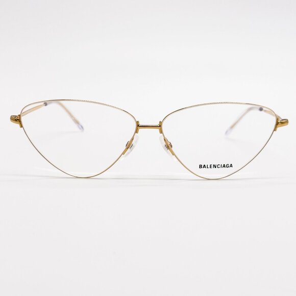 NEW BALENCIAGA EYEGLASSES BB0015O 003 CAT EYE GOLD WOMEN EYEWEAR BALENCIAGA - Picture 5 of 8